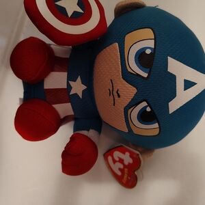 TY Marvel Captain America Plush Toy - Blue & Red Kids Character Plush